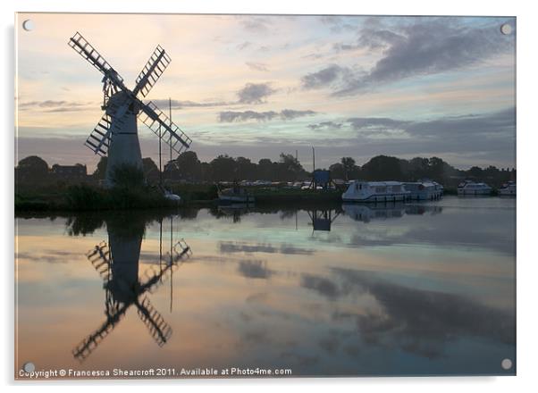 Thurne Mill at Dawn Acrylic by Francesca Shearcroft