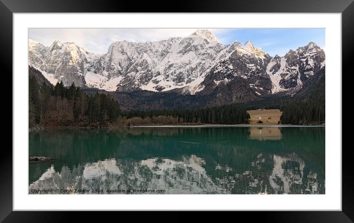 Lago di Fusine with the Alps in the back. Framed Mounted Print by Denis Zalokar