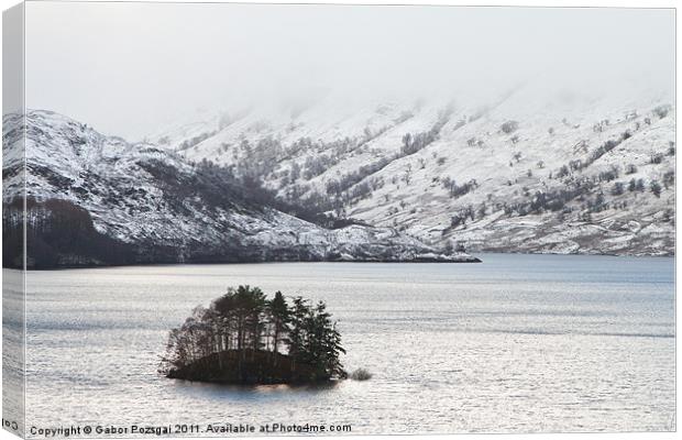 Glen Finglas Reservoir in winter Canvas Print by Gabor Pozsgai