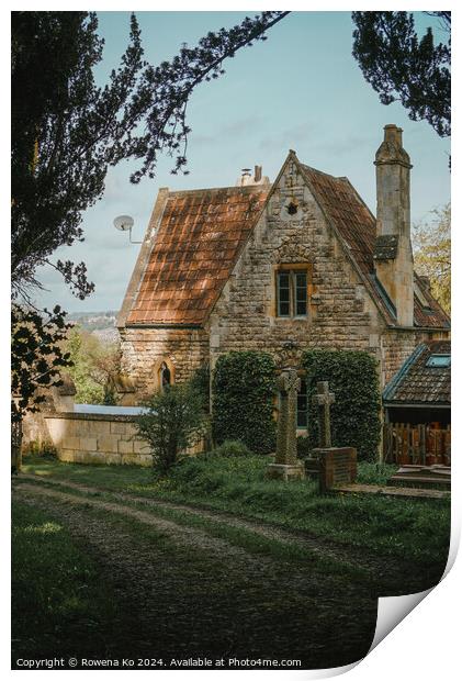 Photography of a little cottage in cotswold city Bath, somerset, UK  Print by Rowena Ko