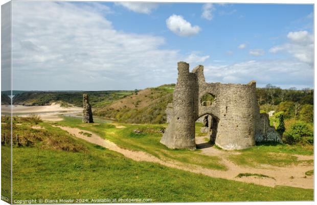 Pennard Castle Gower Wales Canvas Print by Diana Mower