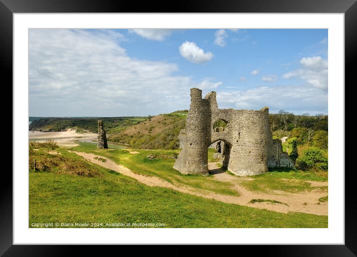 Pennard Castle Gower Wales Framed Mounted Print by Diana Mower