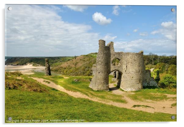 Pennard Castle Gower Wales Acrylic by Diana Mower