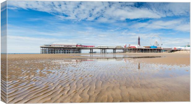 Blackpool Central Pier reflecting in a pool Canvas Print by Jason Wells
