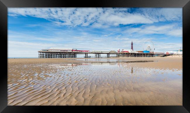Blackpool Central Pier reflecting in a pool Framed Print by Jason Wells