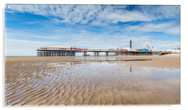 Blackpool Central Pier reflecting in a pool Acrylic by Jason Wells
