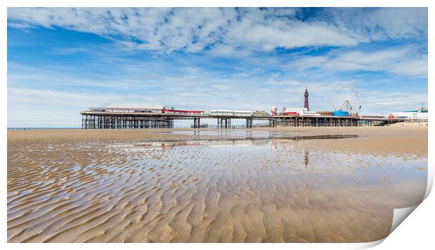 Blackpool Central Pier reflecting in a pool Print by Jason Wells