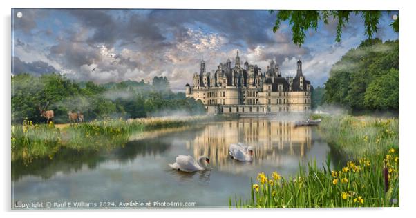Picturesque Loire Chateau de Chambord in early mor Acrylic by Paul E Williams