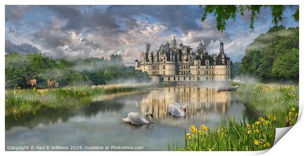 Picturesque Loire Chateau de Chambord in early mor Print by Paul E Williams