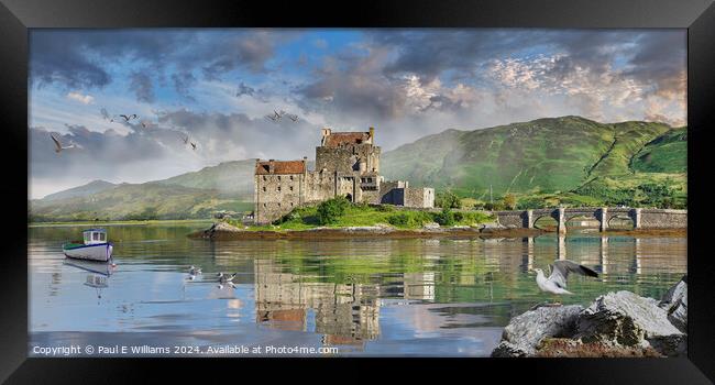 The iconic Eilean Donan Island Castle, Highlands o Framed Print by Paul E Williams
