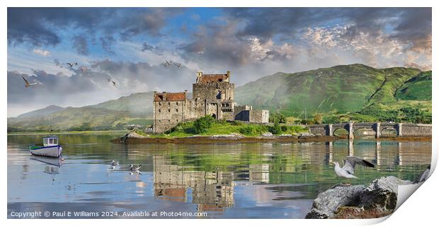 The iconic Eilean Donan Island Castle, Highlands o Print by Paul E Williams