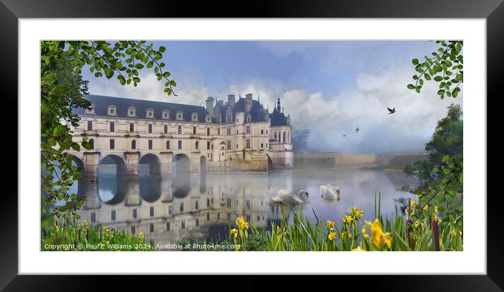 The Iconic Chateau de Chenonceau in mist at sunris Framed Mounted Print by Paul E Williams