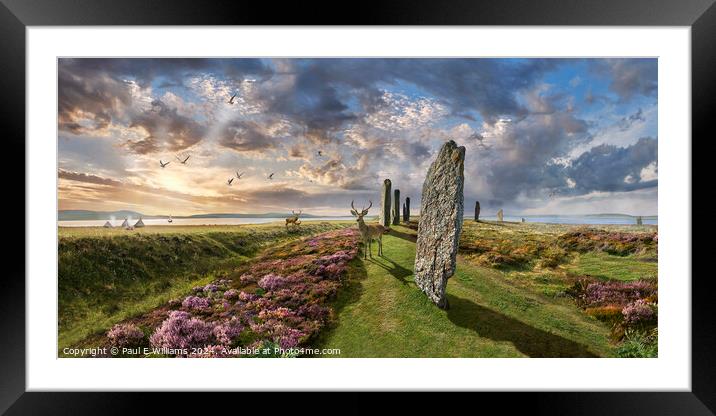 Enigmatic Ring of Brodgar Neolithic stone circle , Framed Mounted Print by Paul E Williams