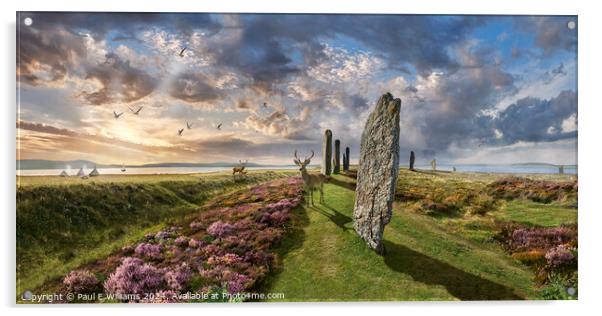 Enigmatic Ring of Brodgar Neolithic stone circle , Acrylic by Paul E Williams