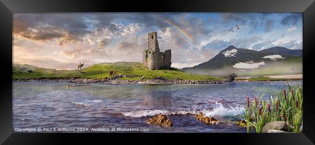 Romatic Ardvreck Castle high in the Higlands of Sc Framed Print by Paul E Williams