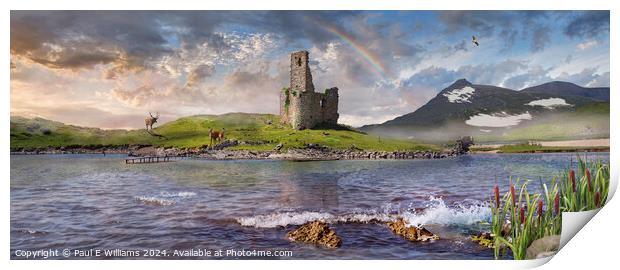 Romatic Ardvreck Castle high in the Higlands of Sc Print by Paul E Williams