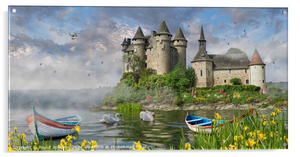 Picturesque Chateau Val of Bort-les-Orgues, France Acrylic by Paul E Williams
