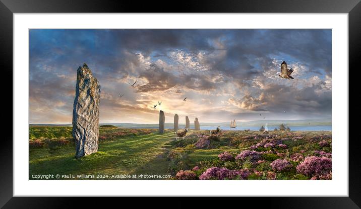 Picturesque Ring of Brodgar stone circle at sunrise, Orkney Scotland Framed Mounted Print by Paul E Williams