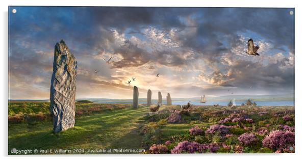 Picturesque Ring of Brodgar stone circle at sunrise, Orkney Scotland Acrylic by Paul E Williams