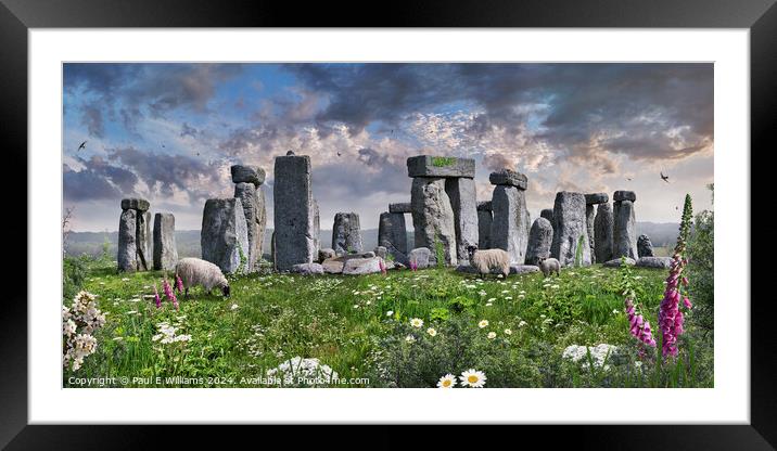 The iconic Stonehenge neolithic prehistoric standi Framed Mounted Print by Paul E Williams