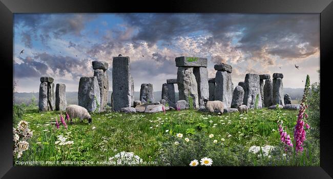 The iconic Stonehenge neolithic prehistoric standi Framed Print by Paul E Williams