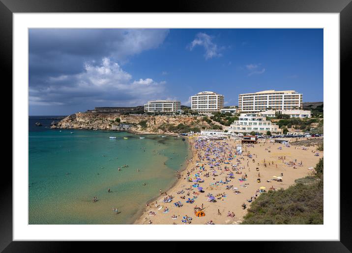 Golden Bay And Beach In Malta Island Framed Mounted Print by Artur Bogacki