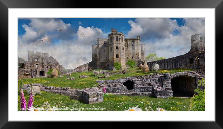 Picturesque Warkworth Castle ruins, Northumberland, England Framed Mounted Print by Paul E Williams