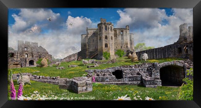 Picturesque Warkworth Castle ruins, Northumberland, England Framed Print by Paul E Williams