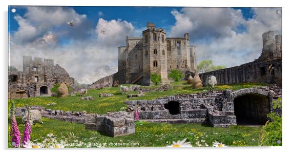 Picturesque Warkworth Castle ruins, Northumberland, England Acrylic by Paul E Williams