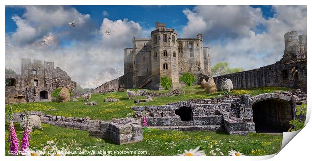 Picturesque Warkworth Castle ruins, Northumberland, England Print by Paul E Williams