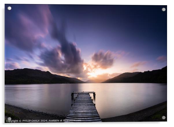 Loch Earn sunset 1085 Acrylic by PHILIP CHALK