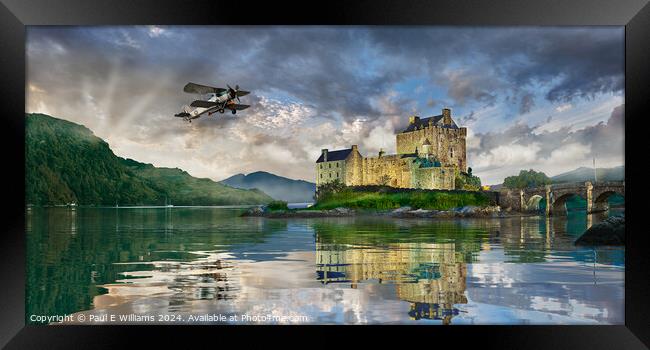 Swordfish Biplane Flying Over Eilean Donan Castle, Scotland. Framed Print by Paul E Williams