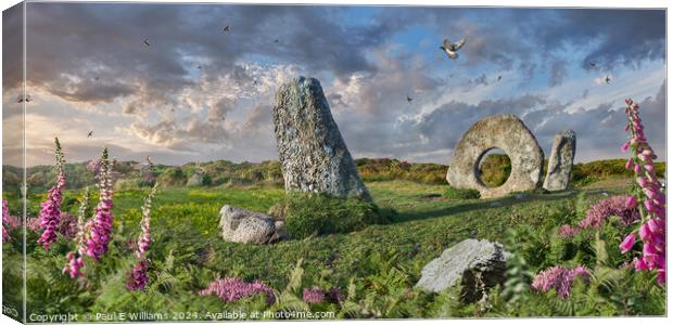 Men-an-tol neolithic  standing stones, Cornwall Canvas Print by Paul E Williams