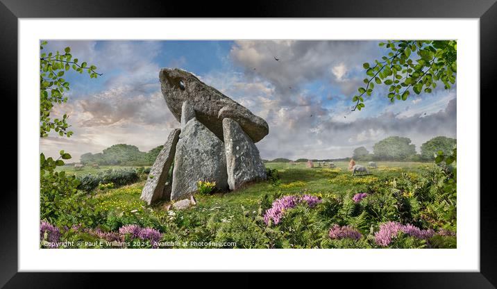 Trethevy Quoit neolithic stone burial chamber Framed Mounted Print by Paul E Williams