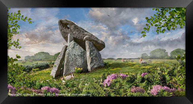 Trethevy Quoit neolithic stone burial chamber Framed Print by Paul E Williams
