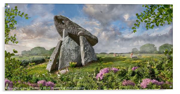Trethevy Quoit neolithic stone burial chamber Acrylic by Paul E Williams