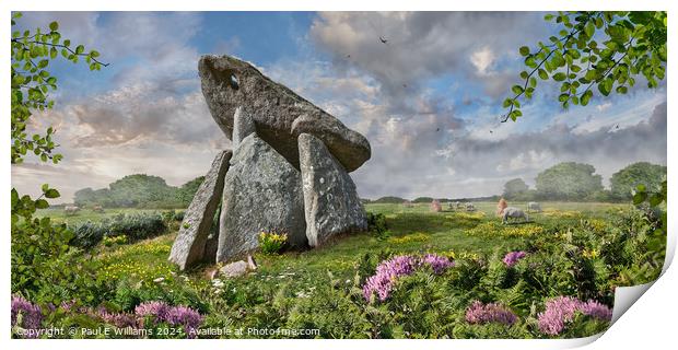 Trethevy Quoit neolithic stone burial chamber Print by Paul E Williams