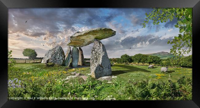 Pentre Ifan Neolithic megalitic burial chamber dol Framed Print by Paul E Williams