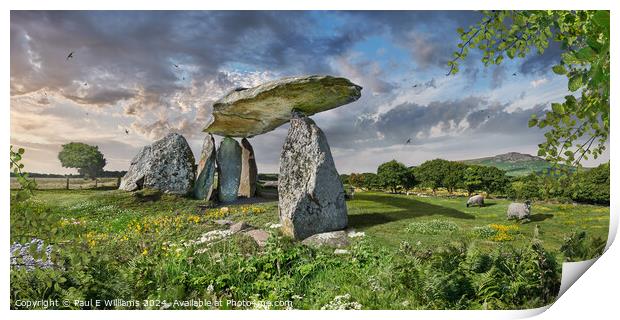 Pentre Ifan Neolithic megalitic burial chamber dol Print by Paul E Williams