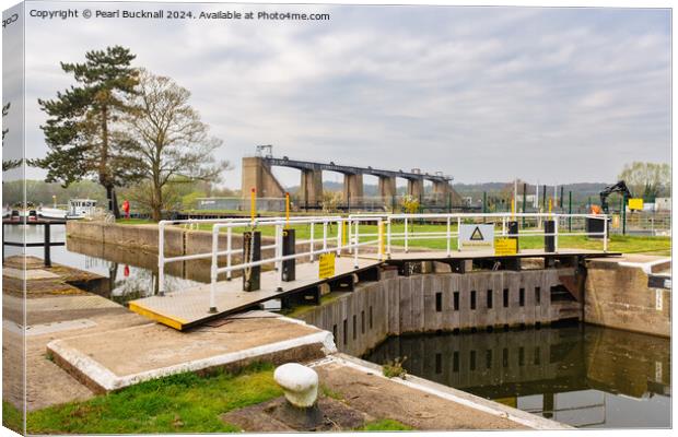 Holme Lock with Colwick Sluices on River Trent, No Canvas Print by Pearl Bucknall