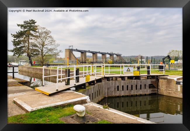 Holme Lock with Colwick Sluices on River Trent, No Framed Print by Pearl Bucknall