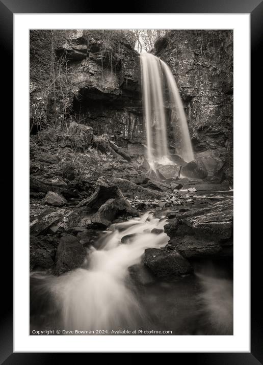 Melincourt Waterfall Framed Mounted Print by Dave Bowman