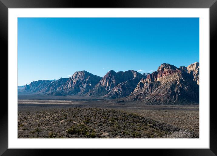 Red Rock Canyon Panoramic Mountain Landscape, Nevada Framed Mounted Print by Madeleine Deaton