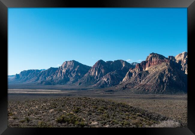 Red Rock Canyon Panoramic Mountain Landscape, Nevada Framed Print by Madeleine Deaton