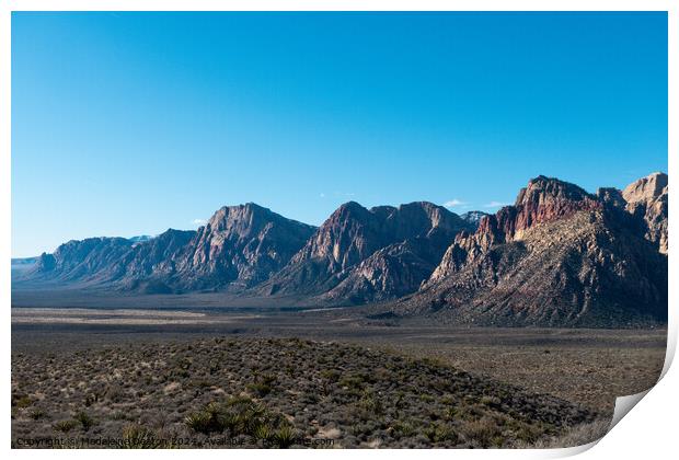 Red Rock Canyon Panoramic Mountain Landscape, Nevada Print by Madeleine Deaton