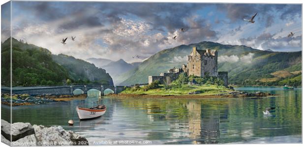 Eilean Donan Castle, Loch Duich, western Highlands of Scotland. Canvas Print by Paul E Williams