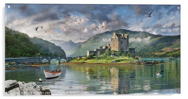 Eilean Donan Castle, Loch Duich, western Highlands of Scotland. Acrylic by Paul E Williams
