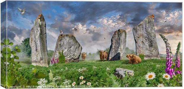 Picturesque Avebury Neolithic stone circle, England.  Canvas Print by Paul E Williams