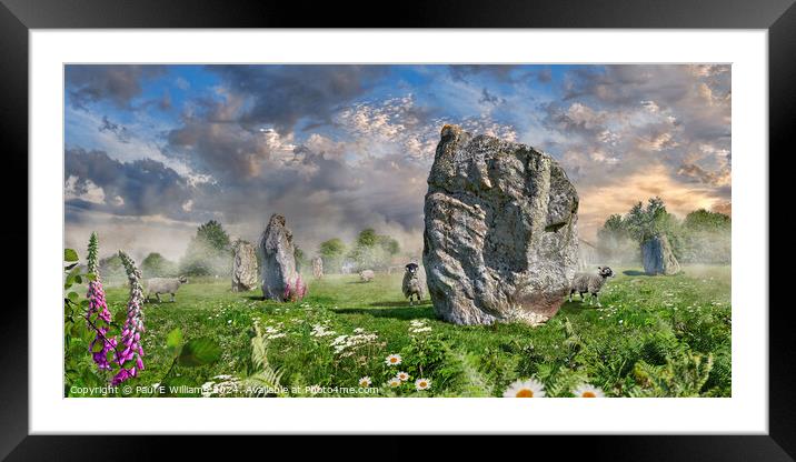The Iconic Avebury Neolithic stone circle, England.  Framed Mounted Print by Paul E Williams