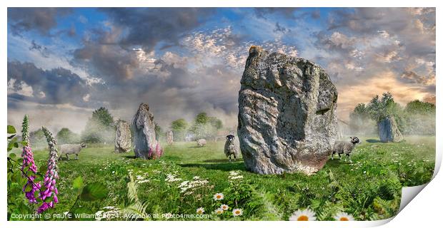 The Iconic Avebury Neolithic stone circle, England.  Print by Paul E Williams